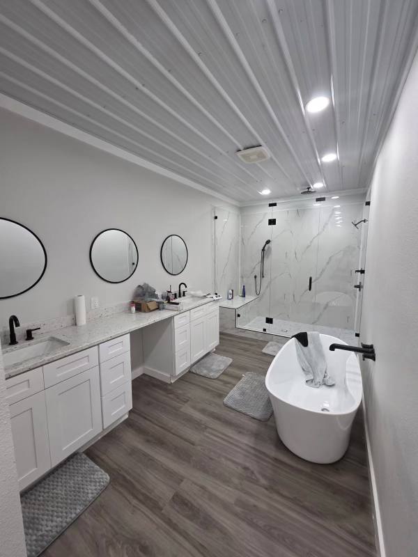 Finished TubeCrete home bathroom interior — DFW